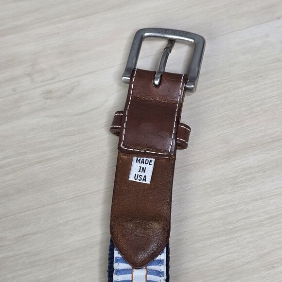 Peter Millar Golf Club Crown Logo Men's Needlepoint Belt Blue Red Size 42 - Picture 12 of 13